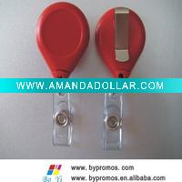 oval shape ABS solid plastic pull reel with card holder clip