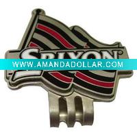 Flag shape golf hat clip with ball marker