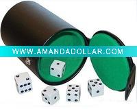Wholesale Low Noise Dice Cup with 5 Dice and Drawstring Bag