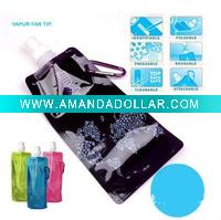 Wholesale Guaranteed 100% Portable plastic foldable sport travel water bottles Multi-colors 480ml BLACK