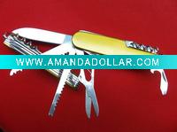 Hunting knife with golden plating