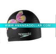butterfly printed silicone swim cap