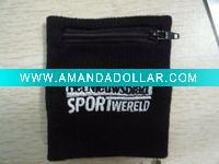 Wholesale cotton sports wristband with zipper