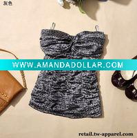 Wholesale Newest sexy wrinkle design fashion top bustier,tank top soft, good hand feeling .spring wear[da0513]