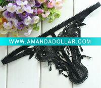 lady open front G-string