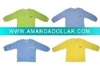 Wholesale winter 100% cotton flannel interlock children t-shirt