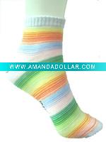 Wholesale Colorful striple women socks,rainbow colors