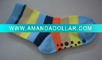 Wholesale kid's cotton black PVC anti-slip socks