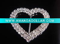 Wholesale 2 row 2.25" heart rhinestone buckle