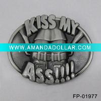 Wholesale Pewter finish KISS MY ASS belt buckle