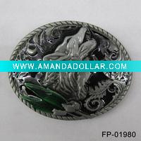 Wholesale Pewter finish wolf belt buckle
