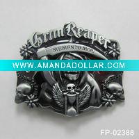 Wholesale Skull belt buckle with pewter finish