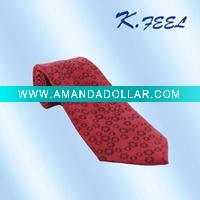 Printed red polyester tie