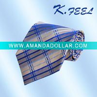100% silk check woven necktie