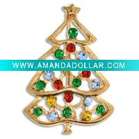 Tree Rhinestone Jewelry Brooch