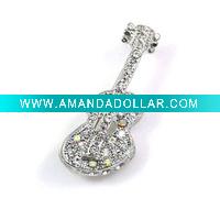 Wholesale Rhinestone Jewelry Guitar-shaped Pins
