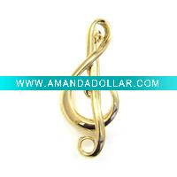 God Plated Musical Note Brooch