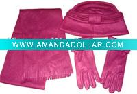Wholesale women's hat set, fleece Scarf, hat, gloves set