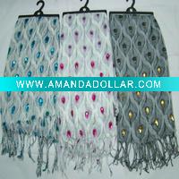 Wholesale peacock print scarf/SCARF WITH BEADS/jewerly scarf/2011 new style fashion islamic muslim scarf/MUSLIM BEADS SCARF