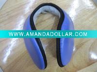 Wholesale latest fashione designe hot sell keeping warm leather earmuffs in blue color with snowflake