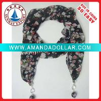 Wholesale Scarf,100% chiffon pendant scarf,popular fashion pendant chiffon scarf