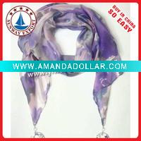 Wholesale Scarf,100% chiffon pendant scarf,popular fashion pendant chiffon scarf