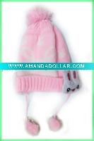 Wholesale winter kintted wool animal kids hat / handmade rabbit hat