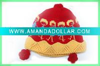 Wholesale winter kintted wool girl hat / handmade flower hat