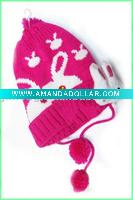 Wholesale winter kintted wool animal kids hat / handmade rabbit hat