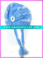 Wholesale winter kintted wool kids hat / pigtail handmade hat
