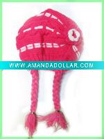 winter kintted wool kids hat / pigtail handmade hat