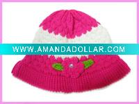 Wholesale 2011 winter kintted wool kids hat /pastorale flower hat