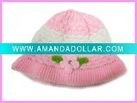Wholesale 2011 winter kintted wool kids hat /pastorale flower hat