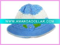 Wholesale 2011 winter kintted wool kids hat /flower hat