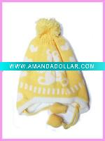 Wholesale 2011 wool kintted kids winter hat with wool ball/wool hat