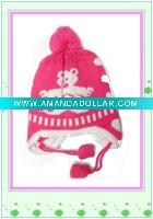 Wholesale 2011 wool kintted kids winter hat with wool ball