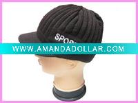 Wholesale 2011 wool kintted crochet winter baseball hat with brim/sport hats