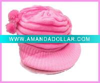Wholesale 2011 wool kintted crochet winter hat/children cap with wool ball