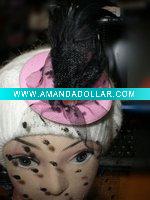 Wholesale 2011 party decoration mini feather and rhinestone hat/sinamay ladies hats headband/hair clips
