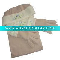 Wholesale fleece set scarf hat gloves with emb.--FY0243
