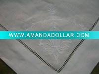 Wholesale linen napkin with embroidery and hemstitch