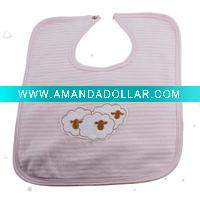Wholesale Baby clothing Sheep embroidered Baby Bib /Pink