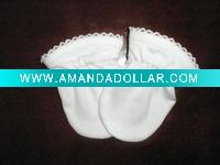 Wholesale 100% cotton Baby Gloves,white color