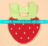 baby bib with plush strawberry