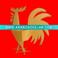 Wholesale folded golden paper rooster toy