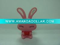 3 inch Plastic Love Rabbit Mini Toys, two asst.