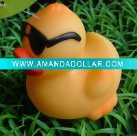 Wholesale rubber duck with black glasses-bath toys