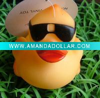 Wholesale rubber duck with black glasses-pet toys