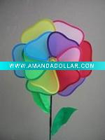 Wholesale heart-shaped flower with two leave Spinning Garden Stake winnower