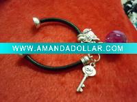 Wholesale Ladies fashion leather magnetic clasp amethyst bangle,paypal accept